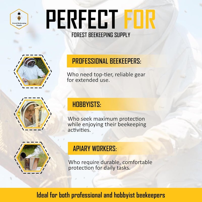 FOREST BEEKEEPING SUPPLY - سترة النحل المهوّاة مع غطاء شبكة الحماية - سترة مربي النحل خفيفة الوزن من شبكة الهواء - Image 3